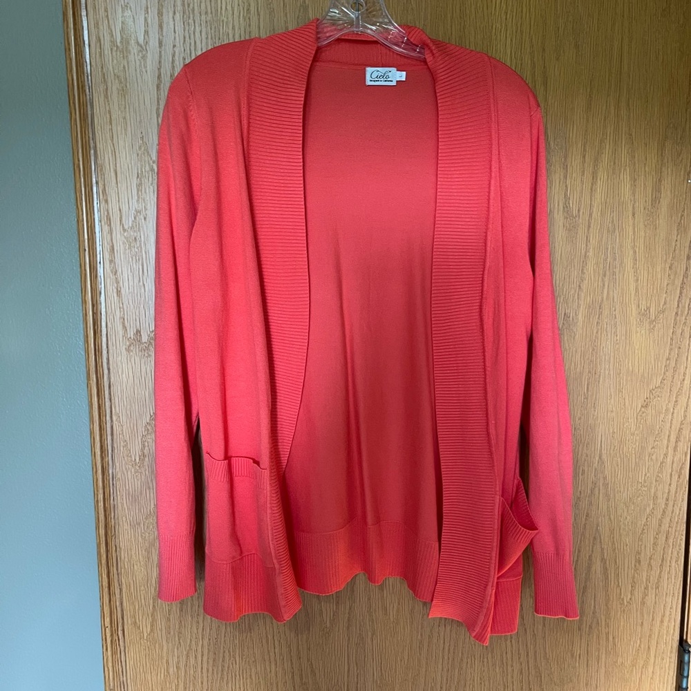 Cielo Coral Open Front Cardigan Sweater